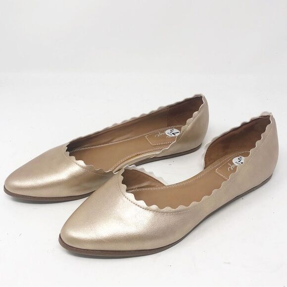 CROWN VINTAGE | Brushed Gold Metallic Look Flat Slip On Shoes Women’s Size 6.5 - Picture 4 of 11